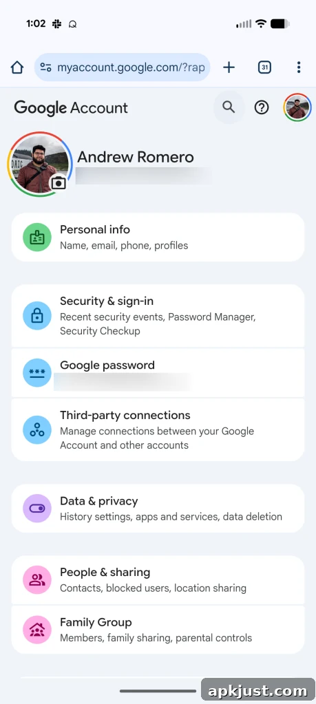 Change Gmail address step screenshot 1