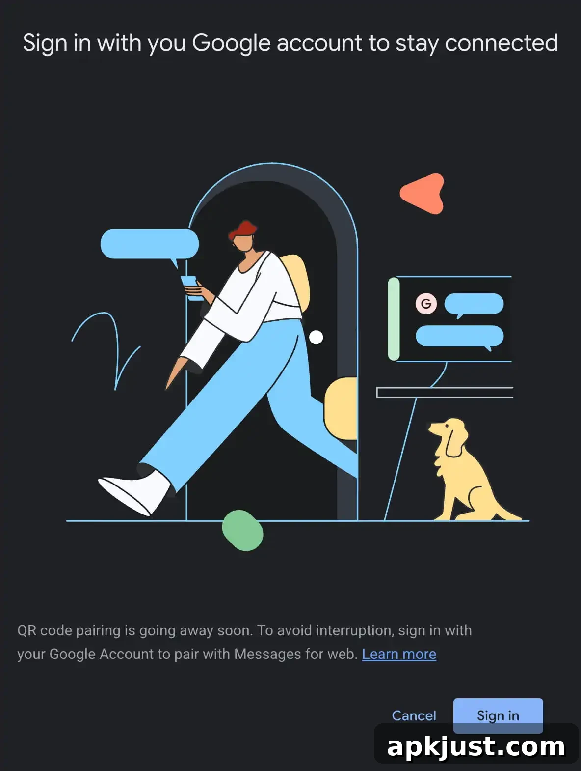 Messages for Web QR code pairing