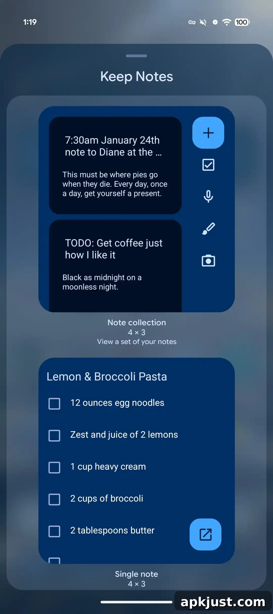 Widget pane blur example 2