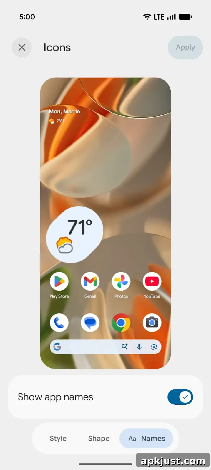 App labels setting 1