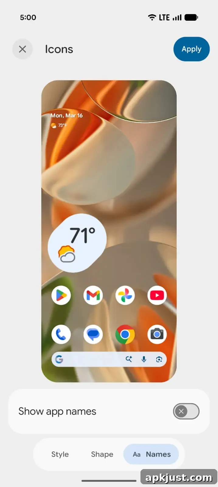 App labels setting 2