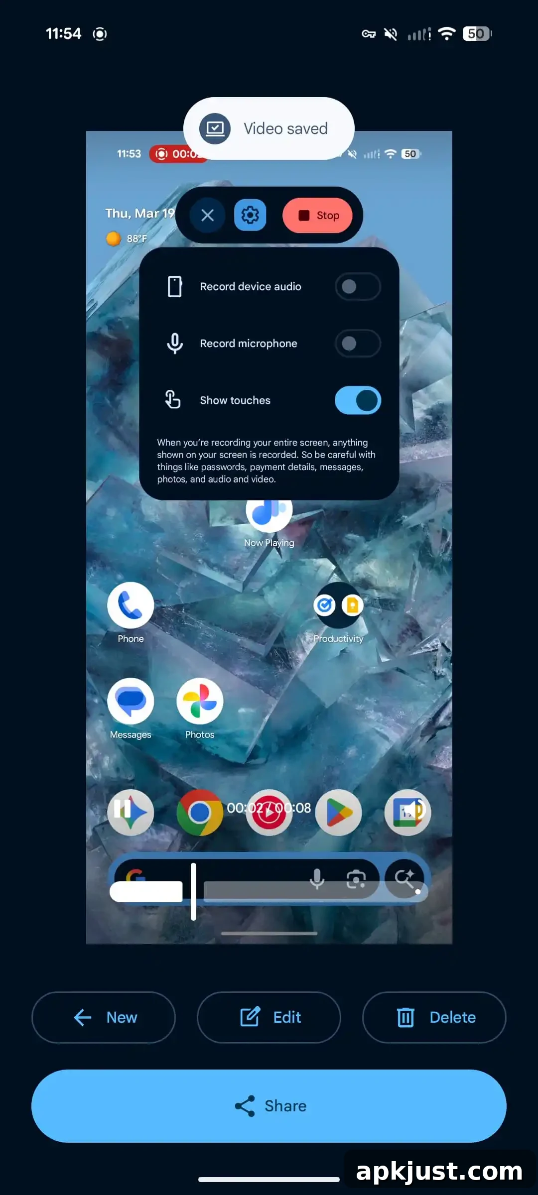 Android Canary 2603 screen recording preview 5