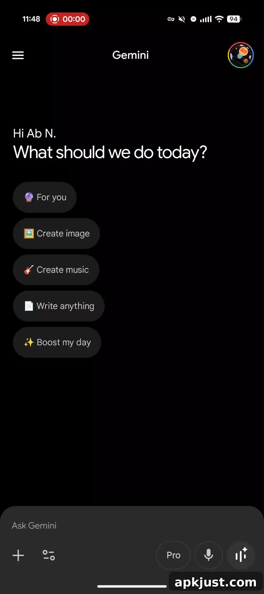 Gemini voice input redesign screenshot 1