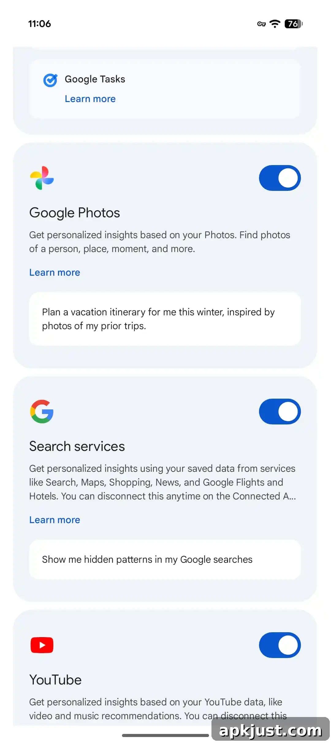 Google Gemini Refreshes Android UI, Adds Free Personal Memory 7 Gemini app showing Personal Intelligence options 3