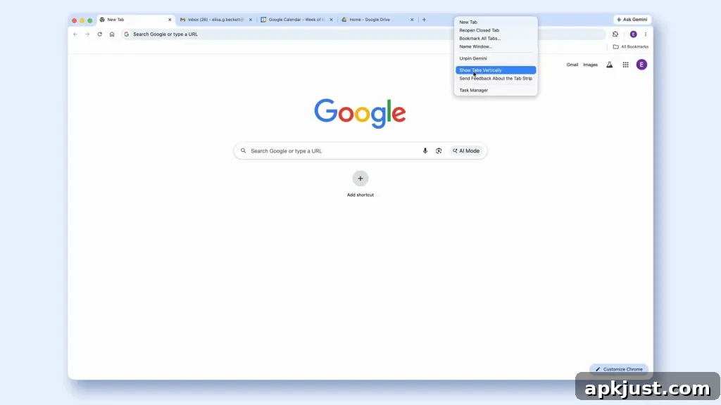 Chrome vertical tabs screenshot 1