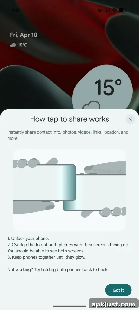 Android Tap to Share: Send Contacts and Files 2 Tap to Share demo 1
