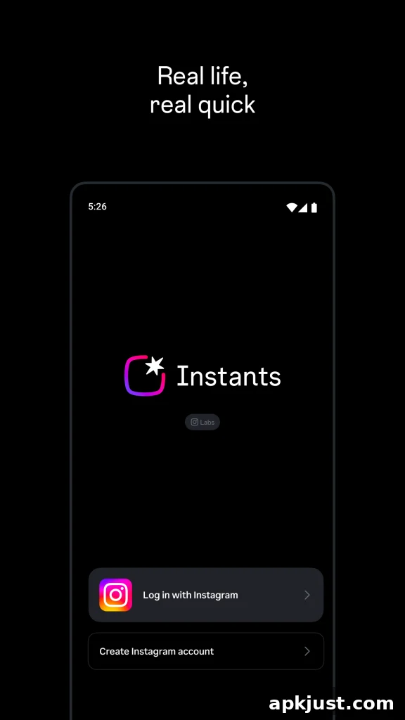 Instants app camera screen