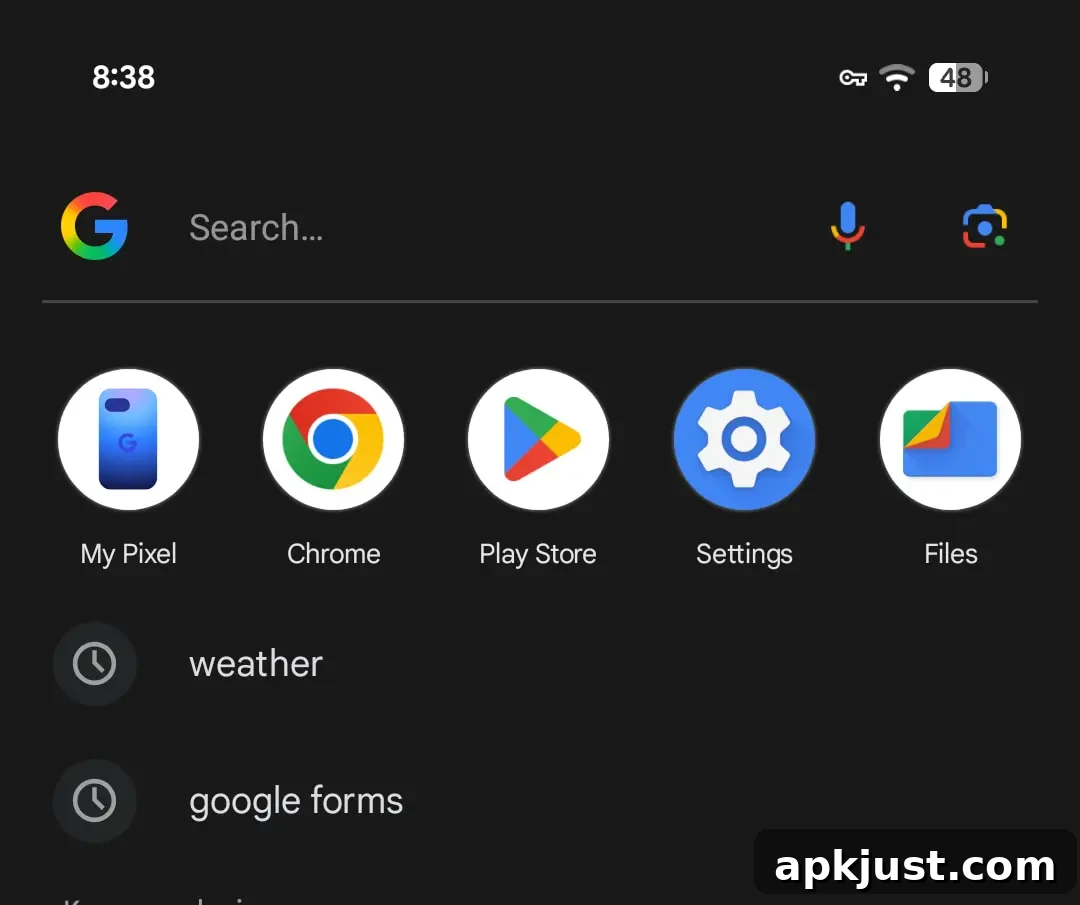 Old Google Search bar on Android
