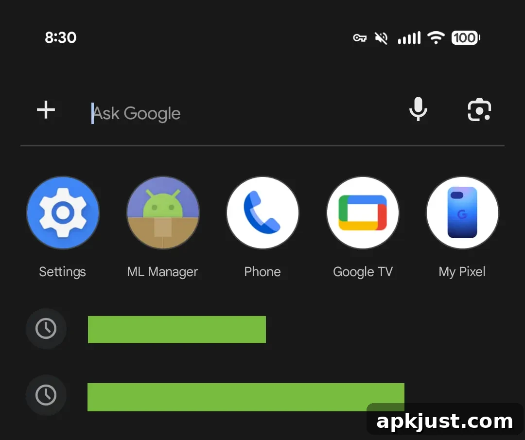New Google Search bar with AI Mode