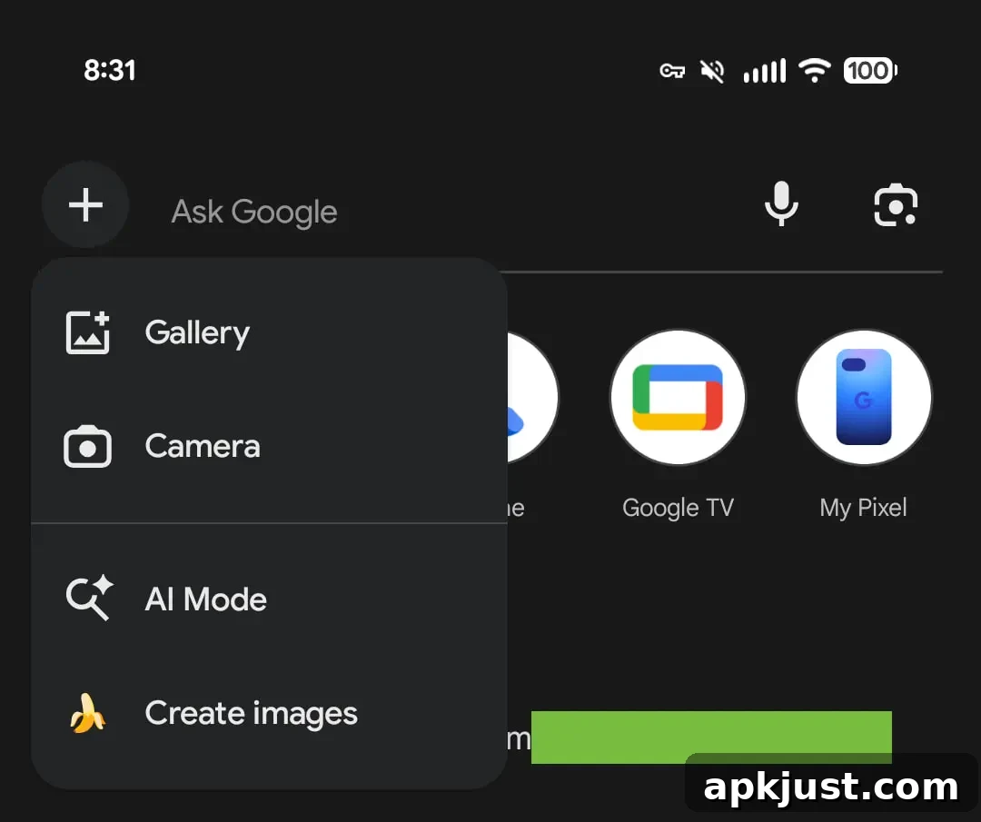 Google Search bar AI Mode view