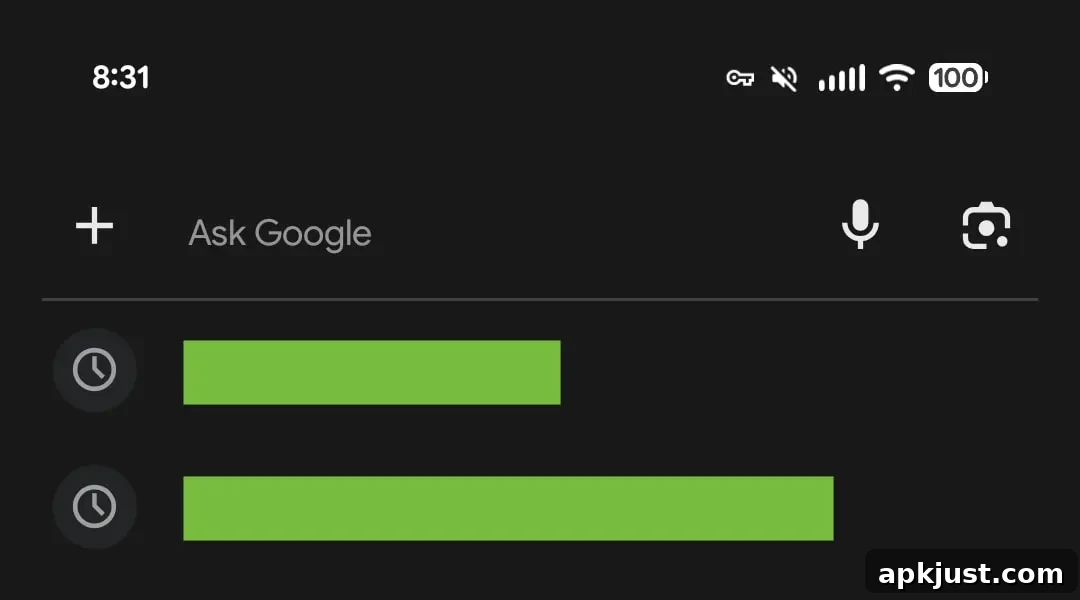 Google app search bar with AI Mode
