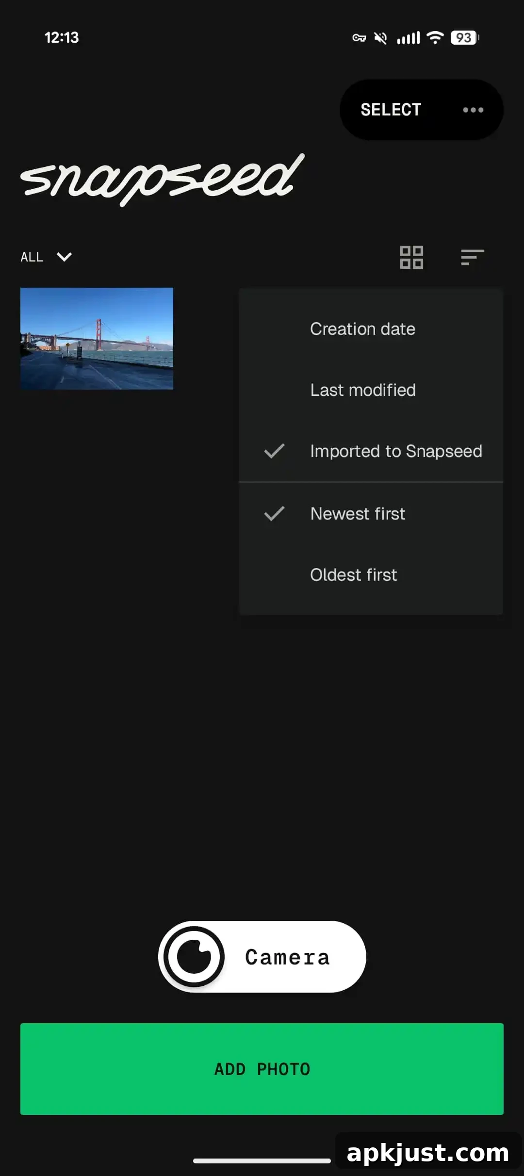 Snapseed Android interface preview