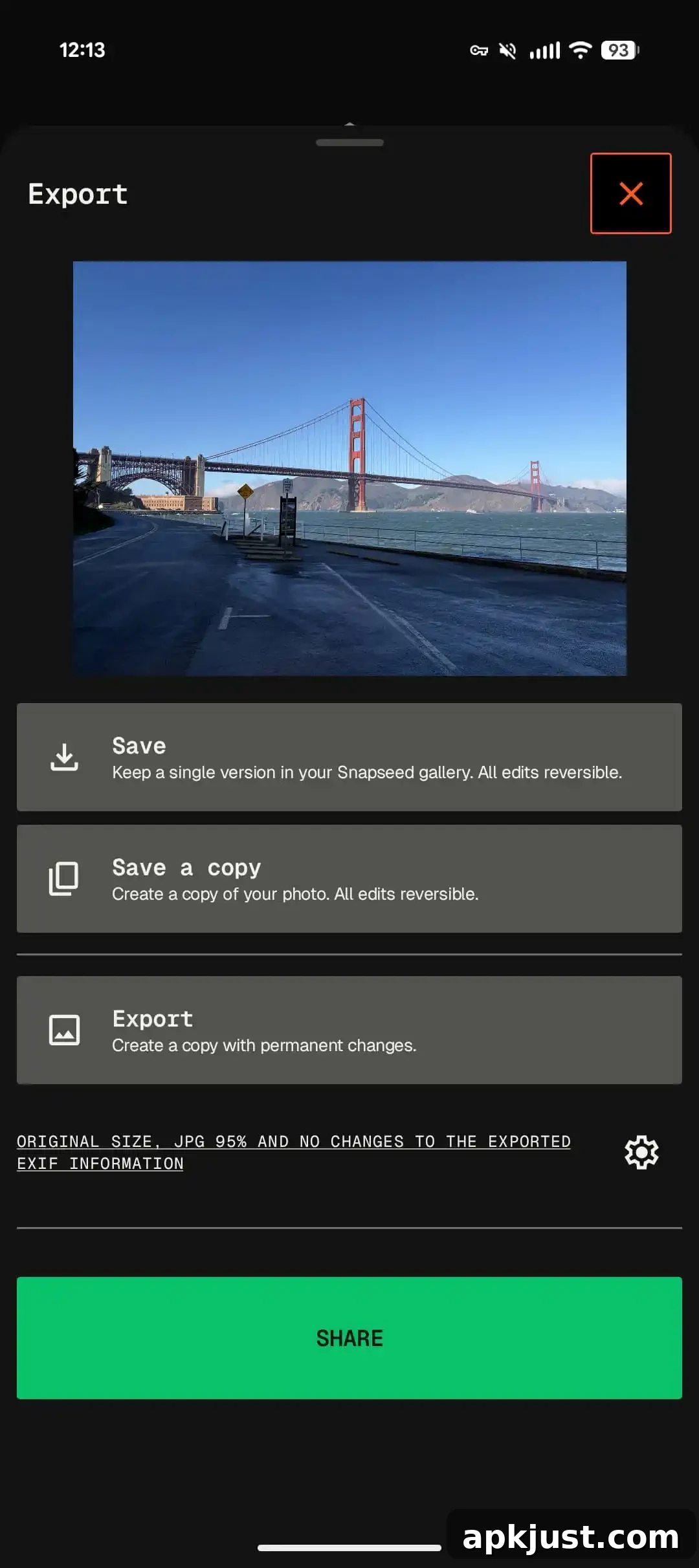 Snapseed batch editing and tools