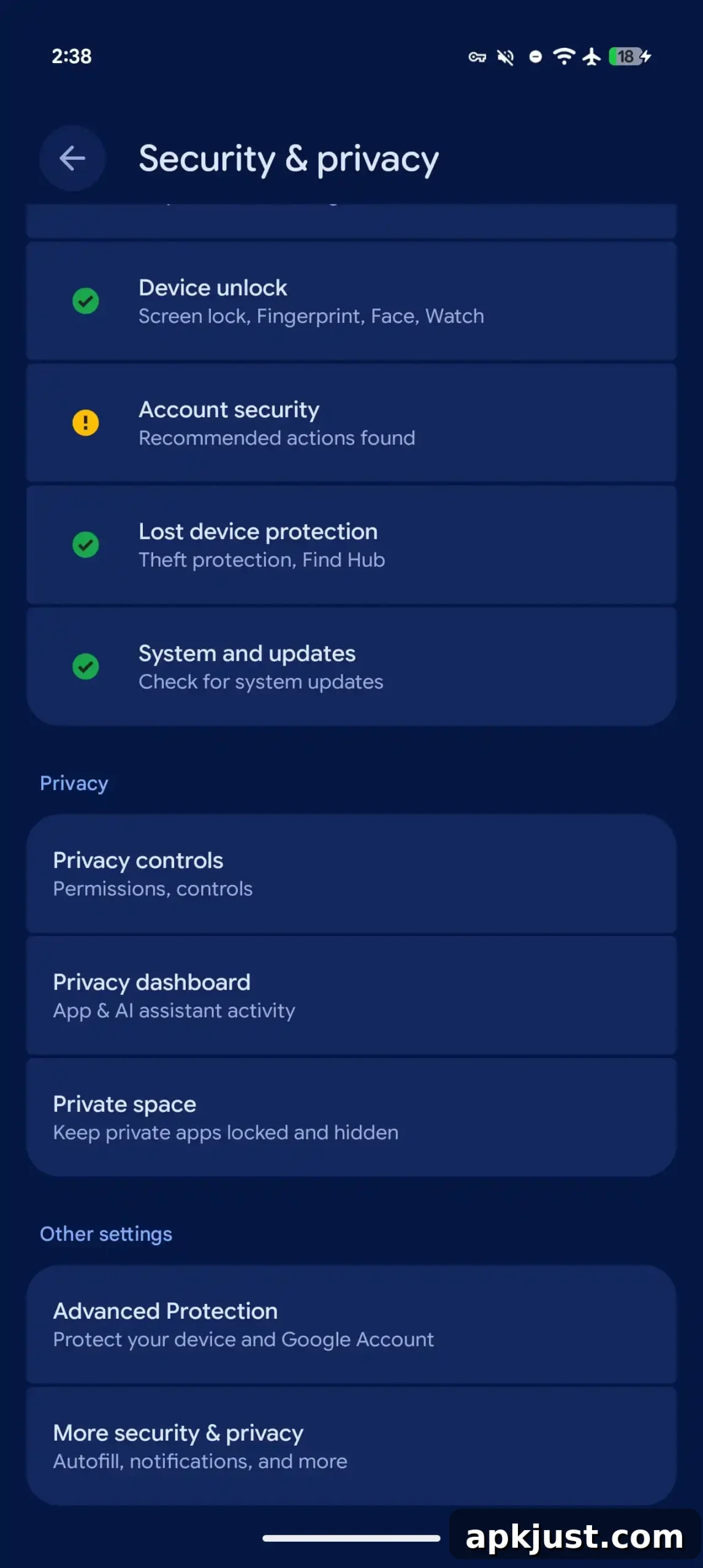 Privacy dashboard additional screenshot