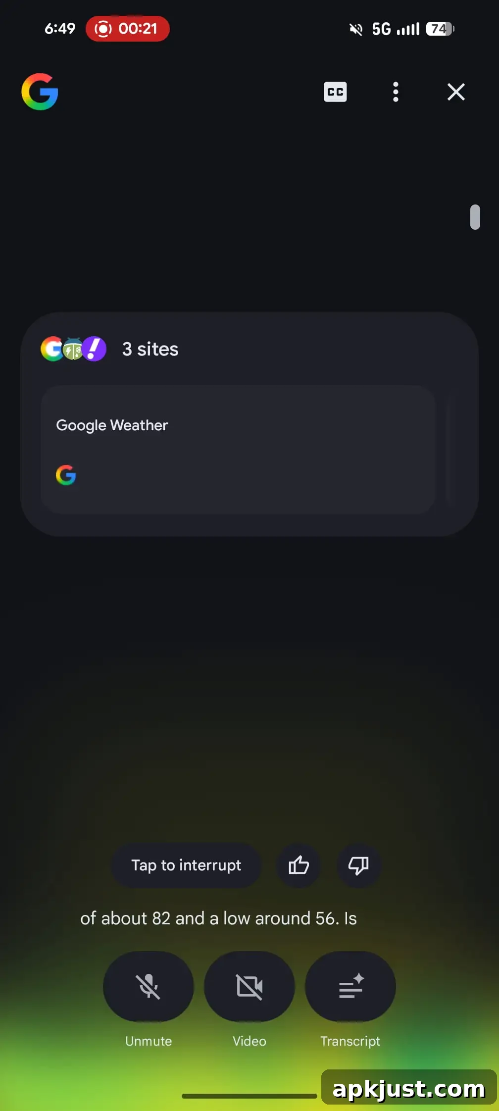 Search Live redesign screenshot 2