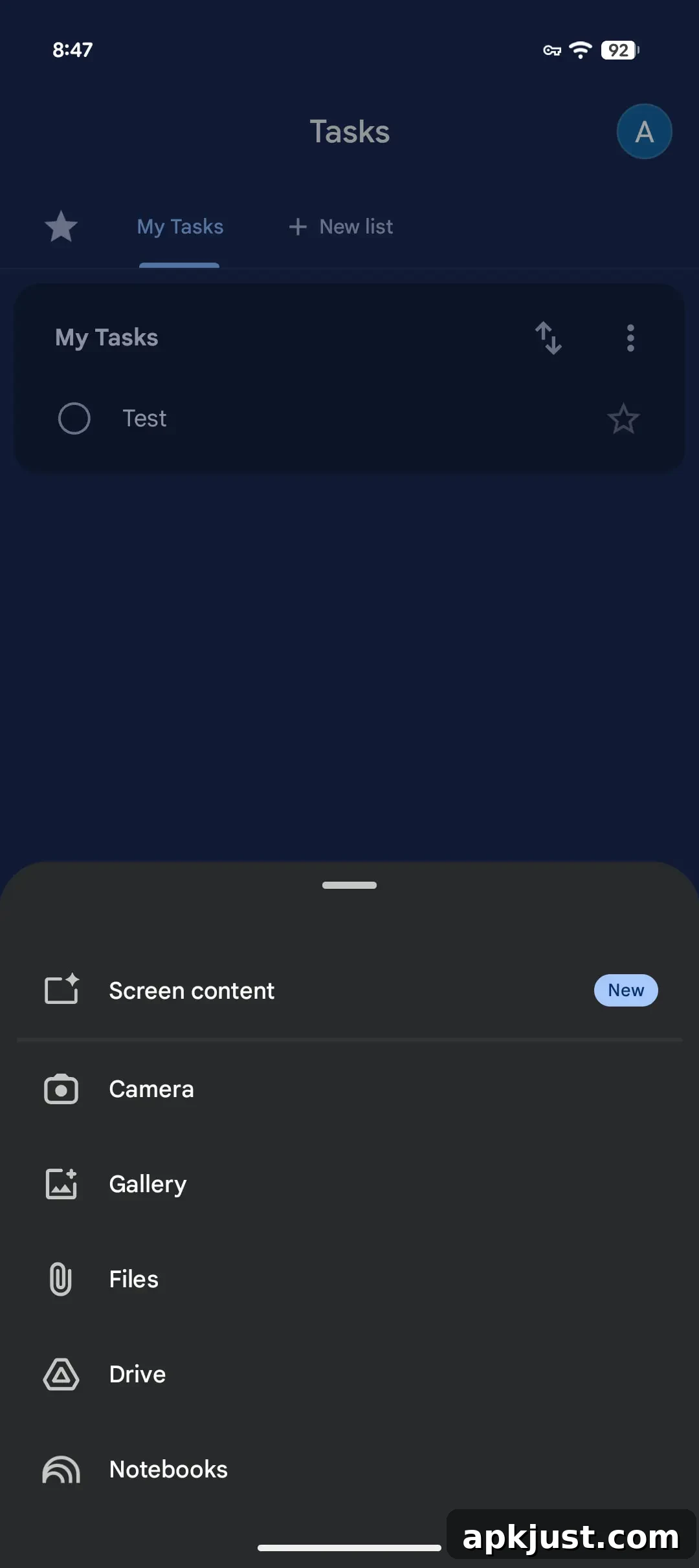 Screen content option in Gemini overlay plus menu