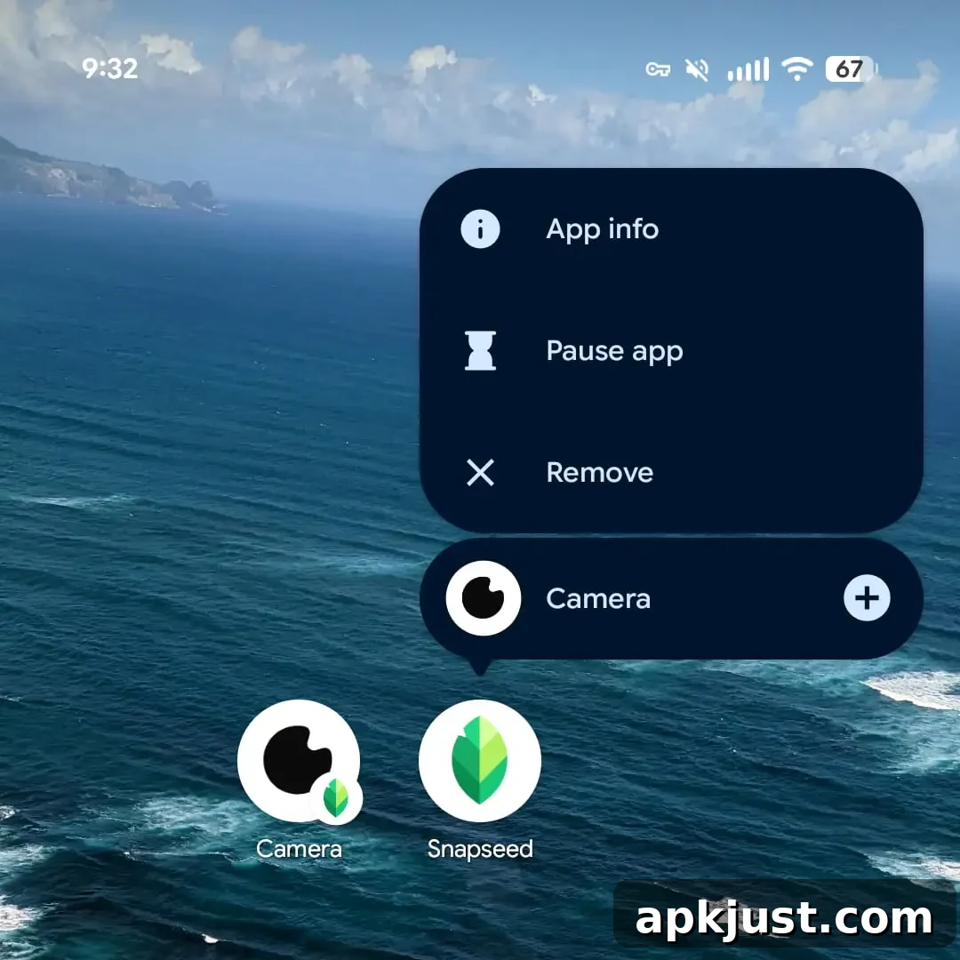 Snapseed Camera shortcut on homescreen