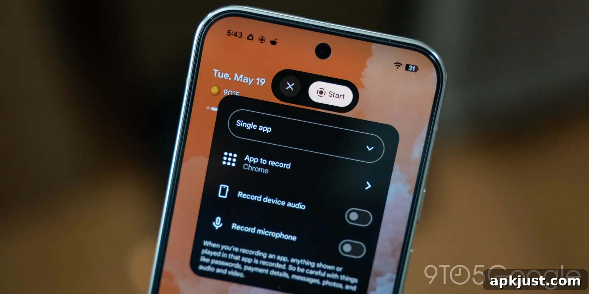 Screen recording interface