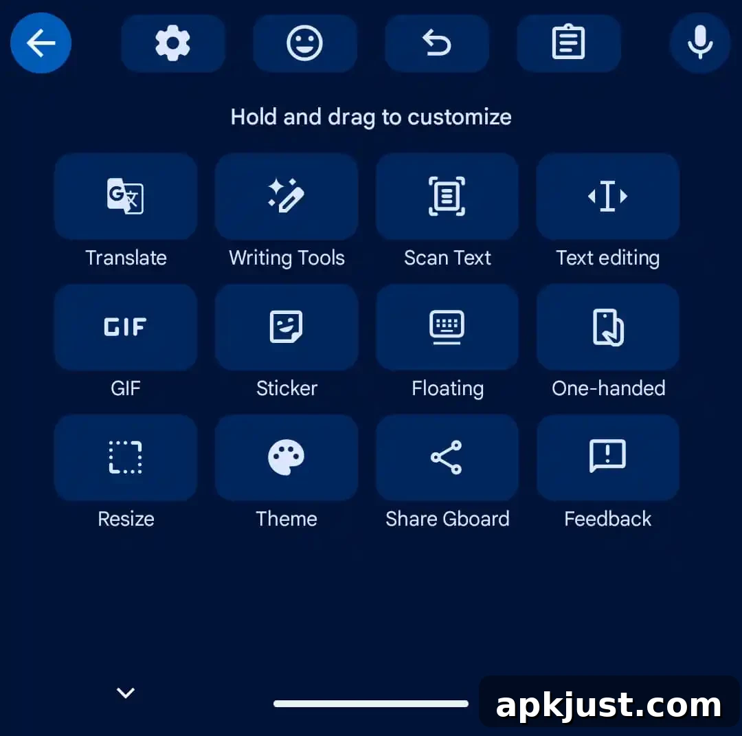 Gboard shortcuts old grid