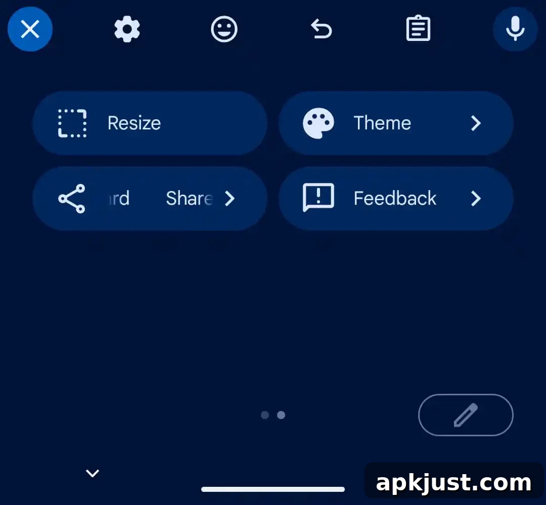 Gboard M3 Expressive shortcuts layout example 1