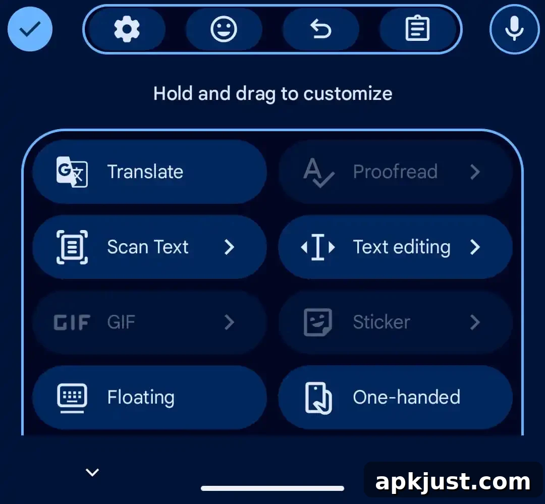 Gboard M3 Expressive shortcuts layout example 2