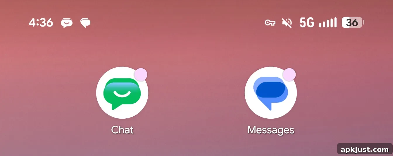 Old Google Chat status bar icon showing filled chat bubbles