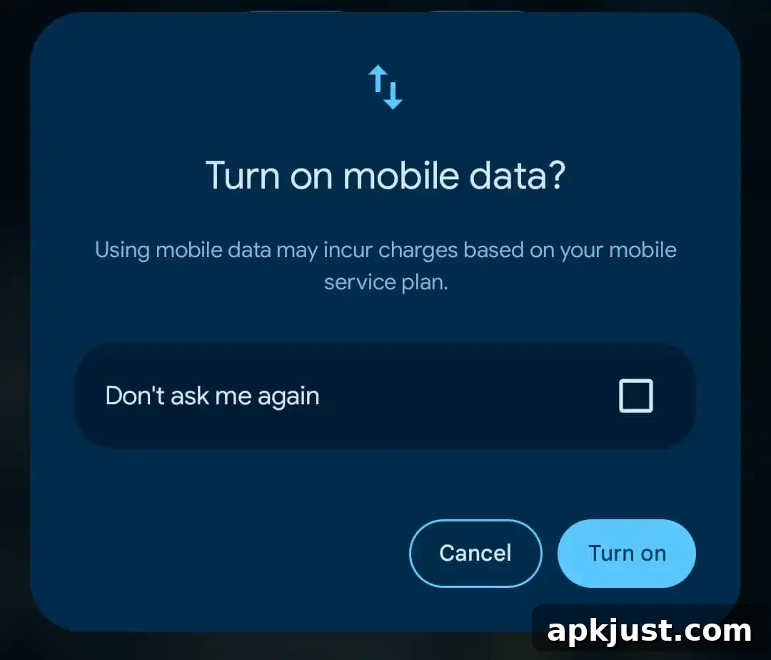 Mobile Data Quick Settings tile in Android 17 QPR1 Beta 5