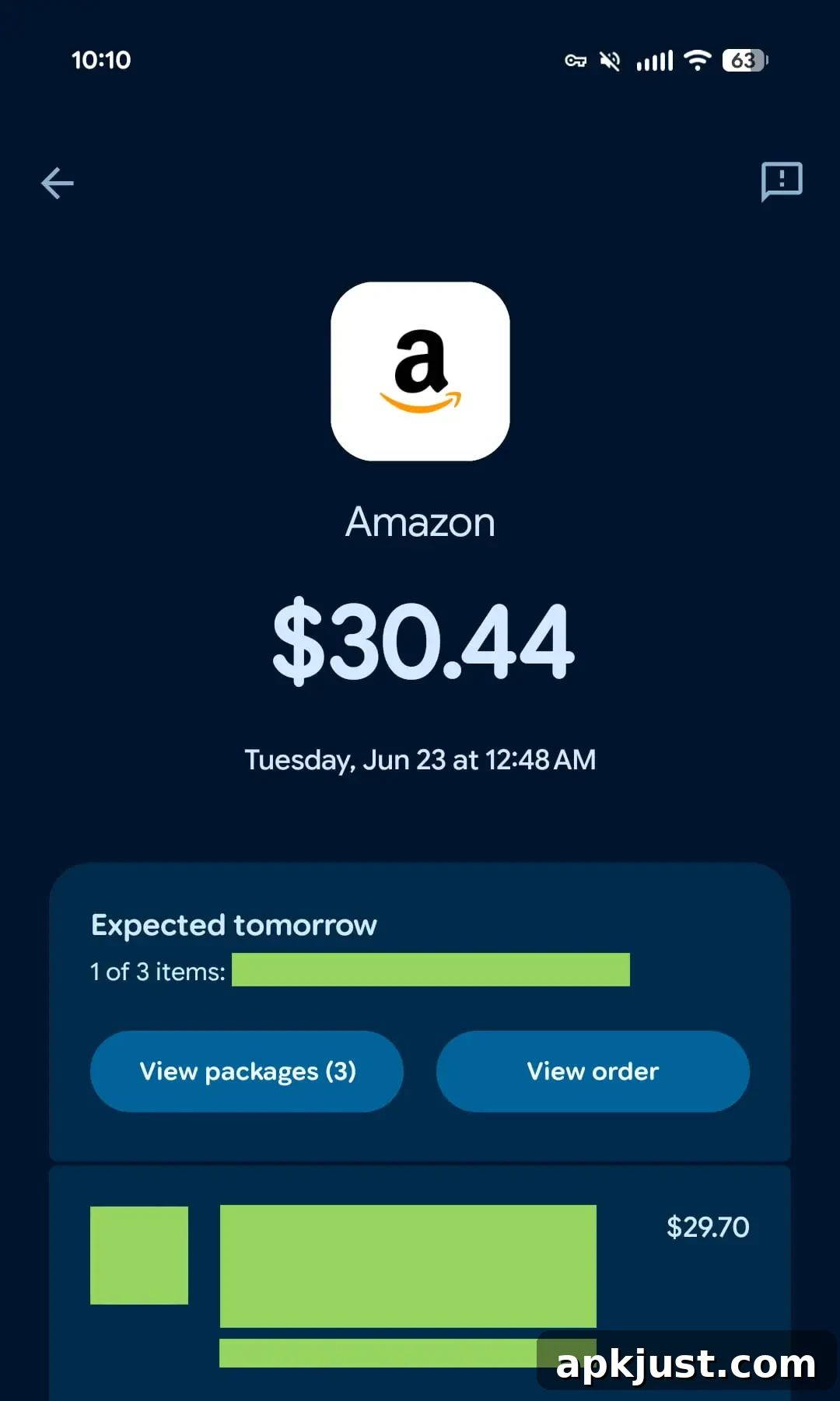 Order details and tracking screenshot 2