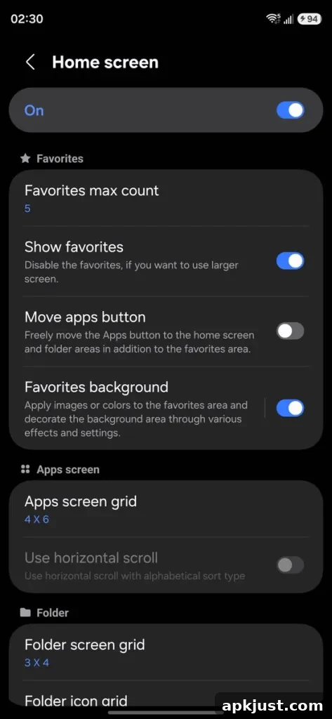 One UI 9 Home Up dock customization preview 4