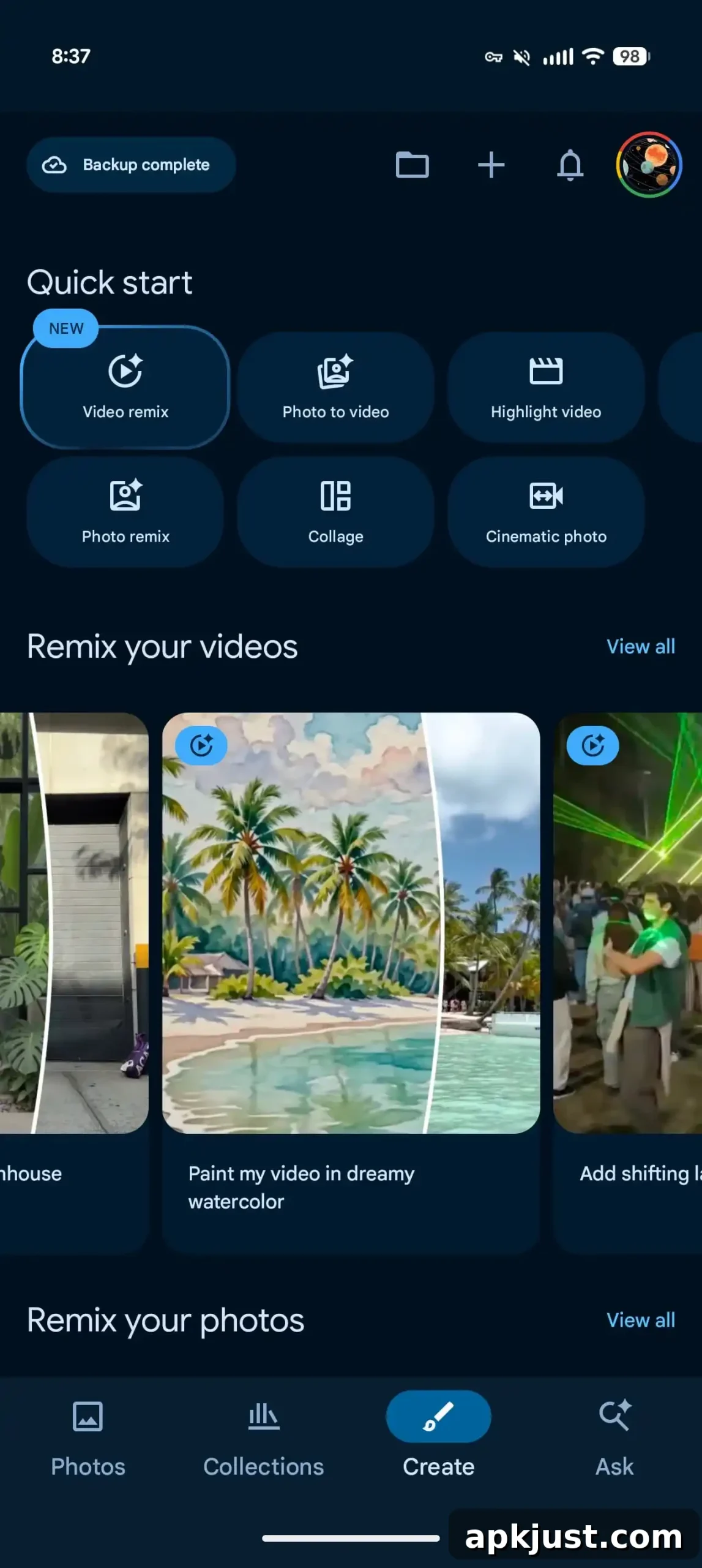 Google Photos old bottom bar screenshot