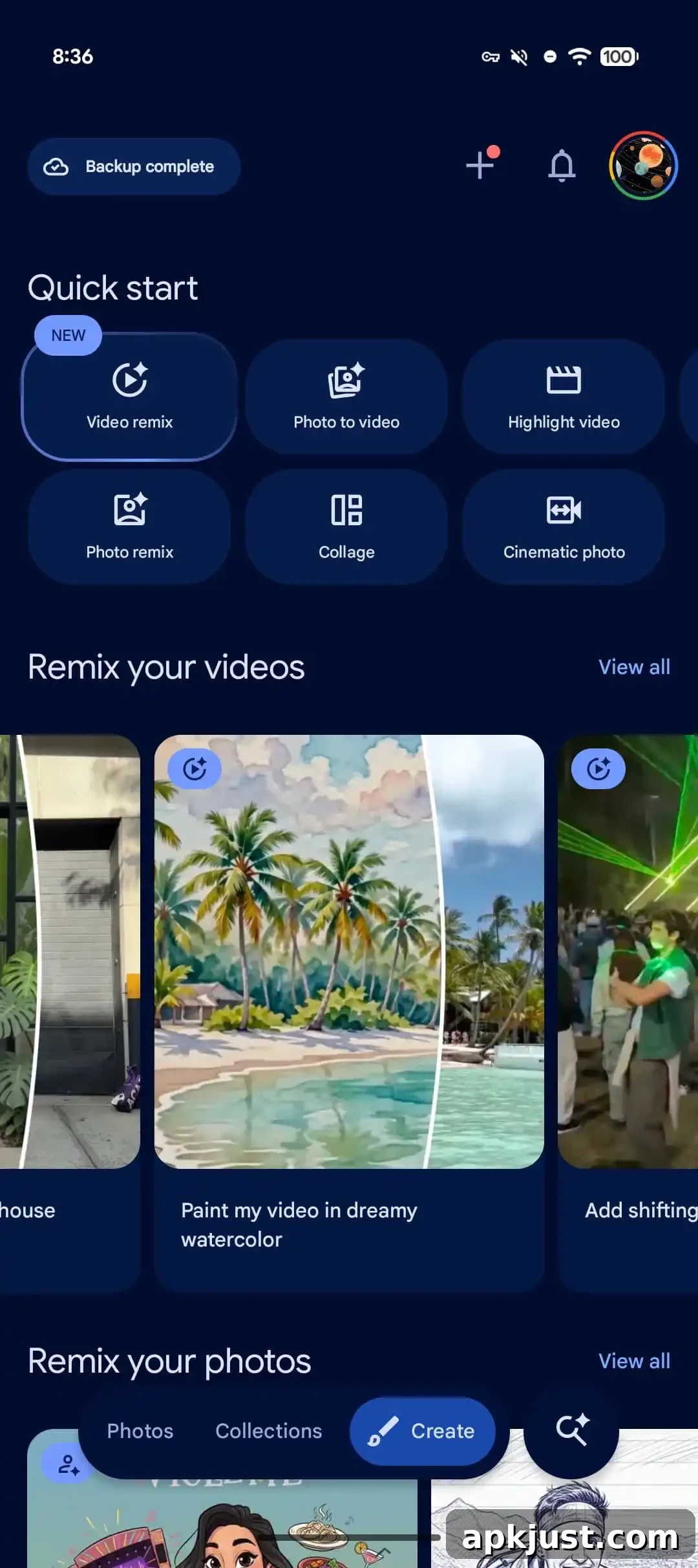 Google Photos new floating bottom bar screenshot