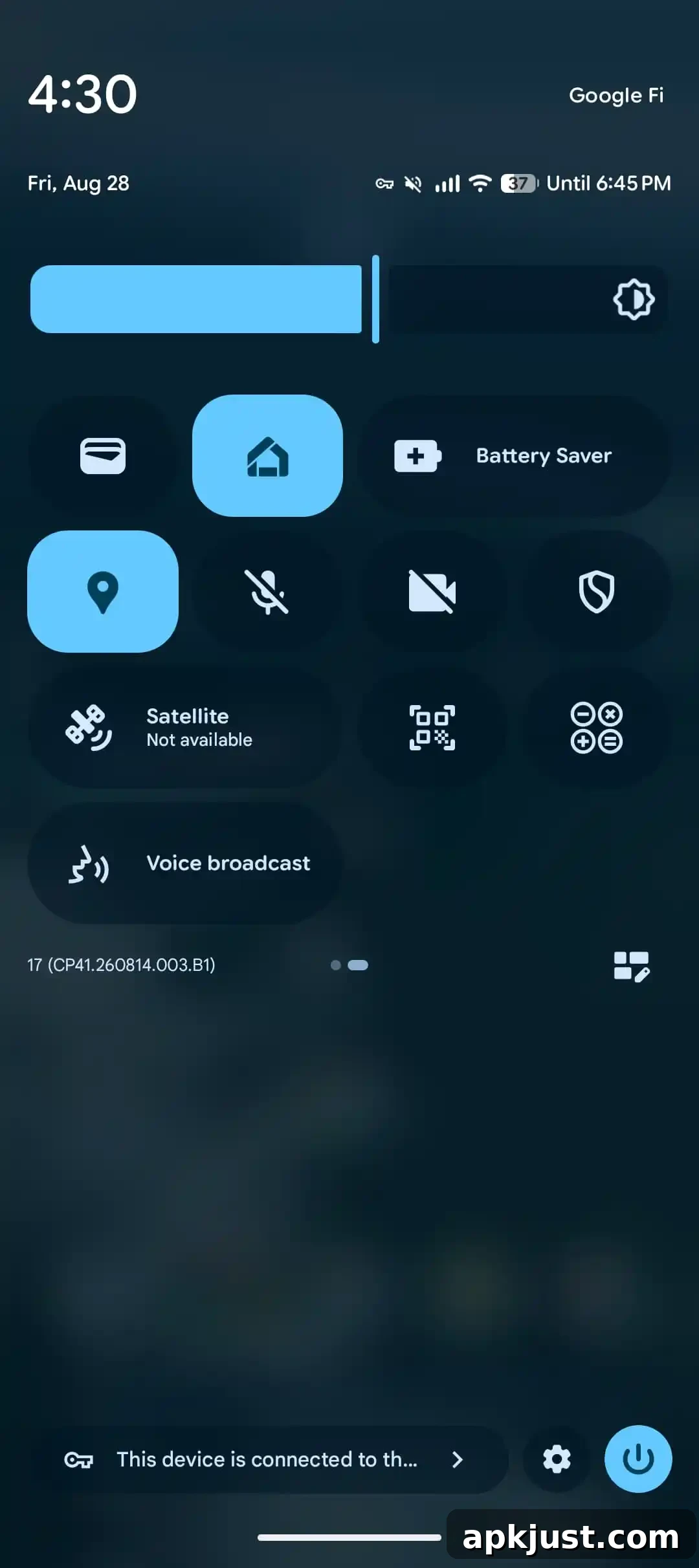 Voice broadcast Quick Settings tile screenshot - Beta 3