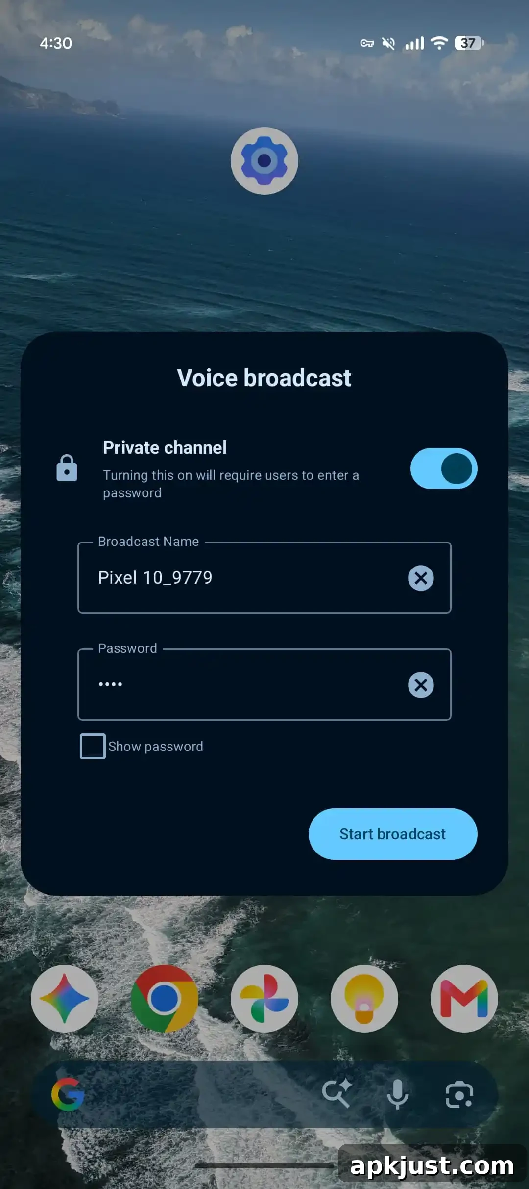 Voice broadcast Quick Settings tile screenshot - Beta 4