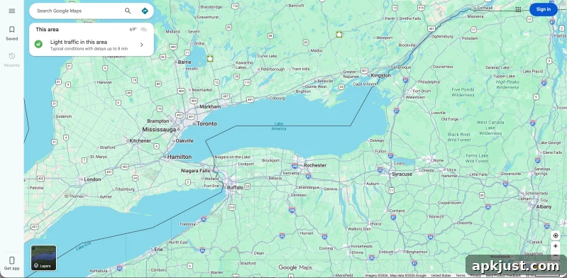 Google Maps view from the United States