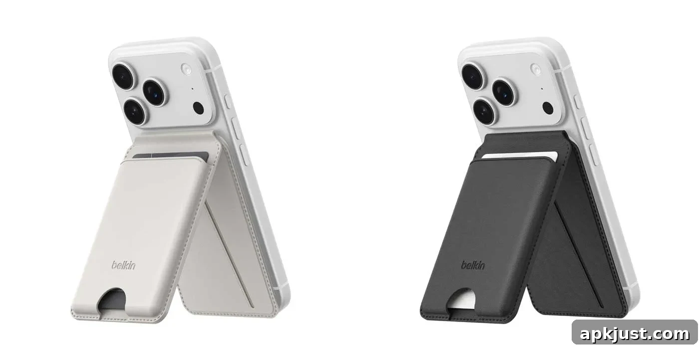 Belkin SureFind wallet stand holding a phone