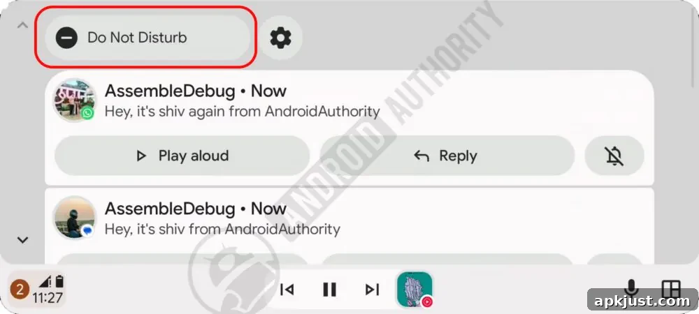 Android Auto quick settings mockup