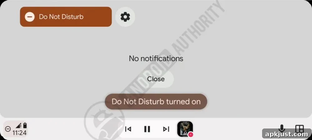 Android Auto quick settings in notification tray