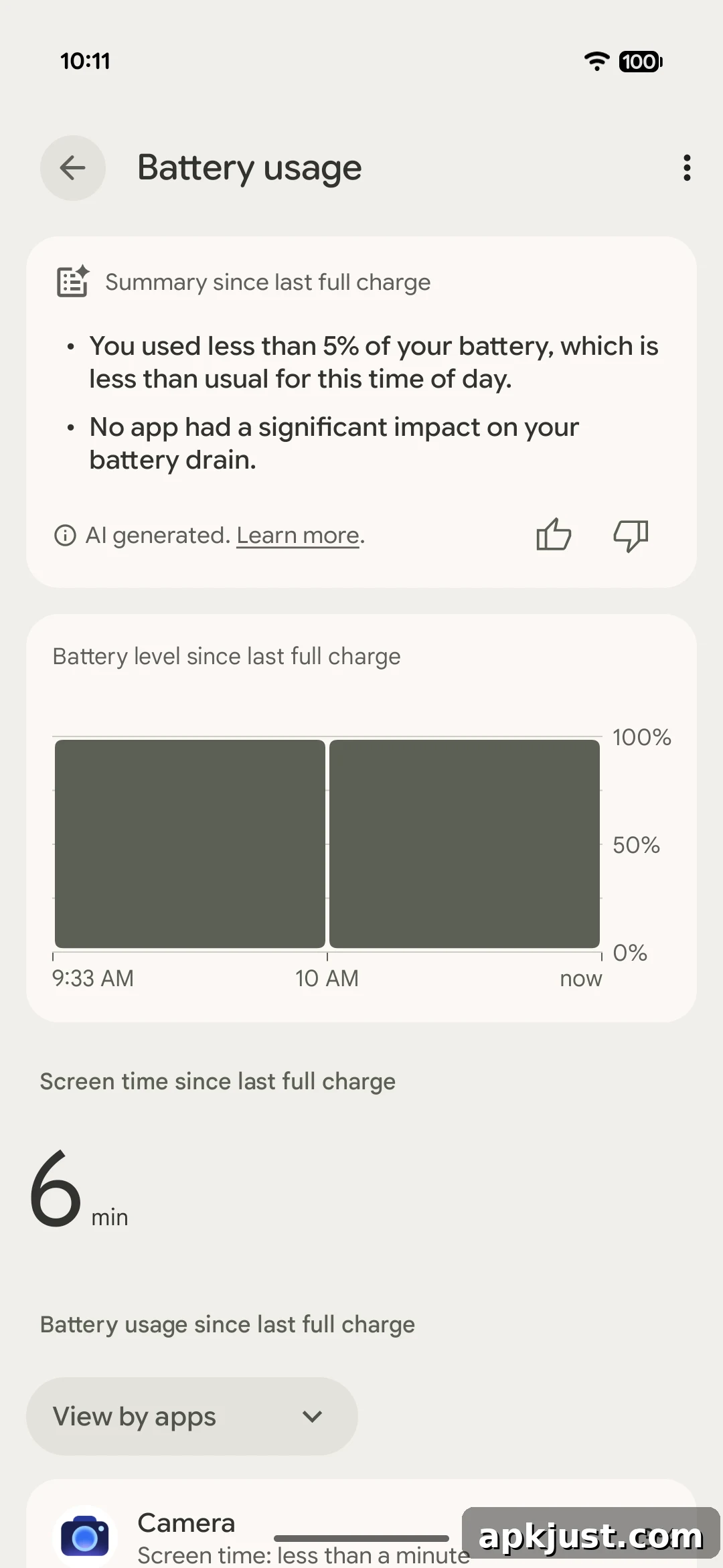 Battery usage summary screenshot 2