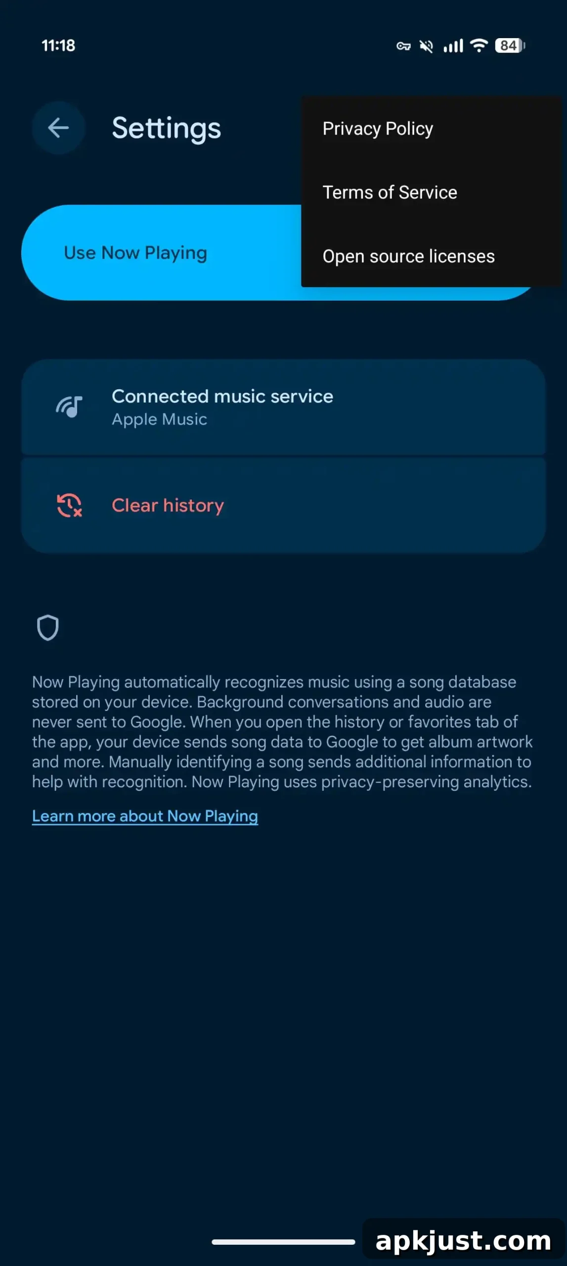 Pixel Now Playing old interface screenshot 2