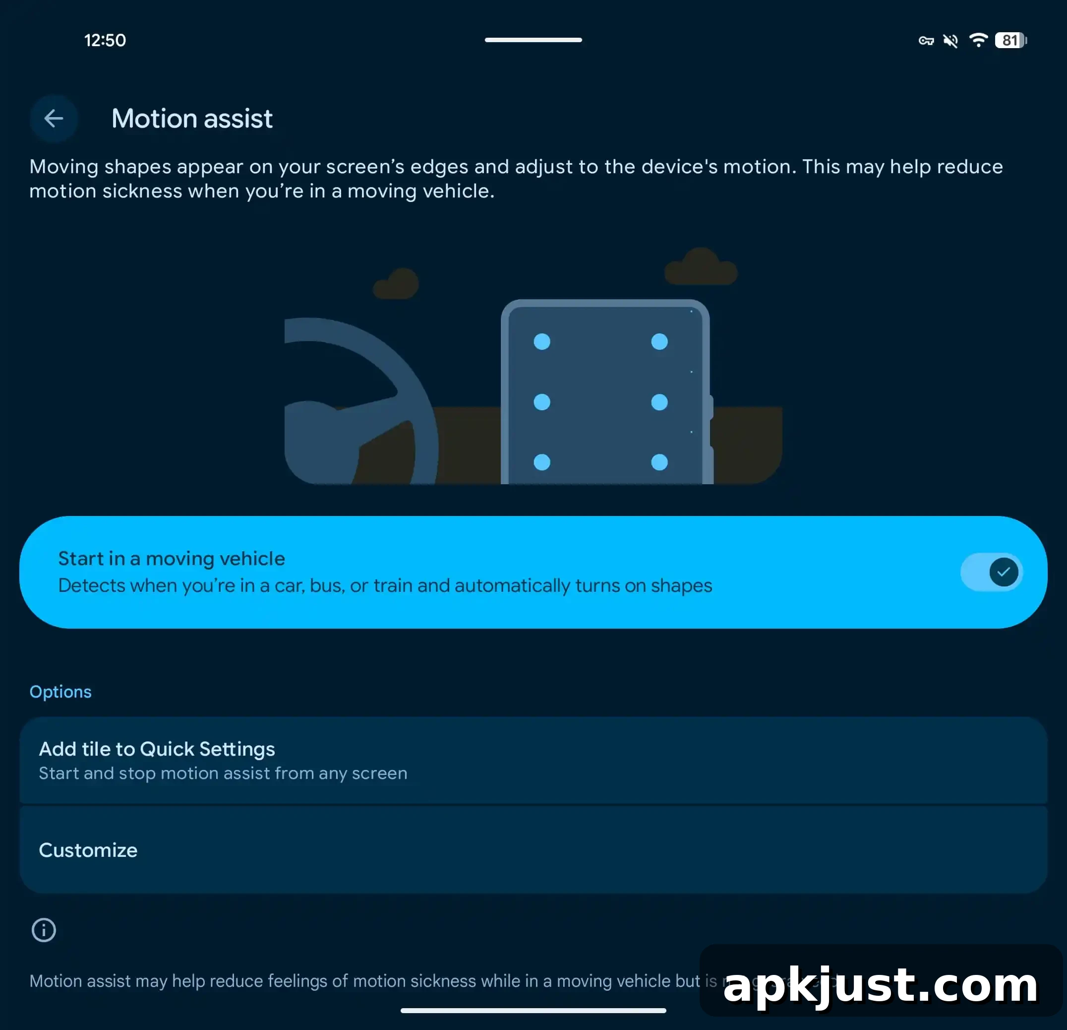 Motion Assist example screen
