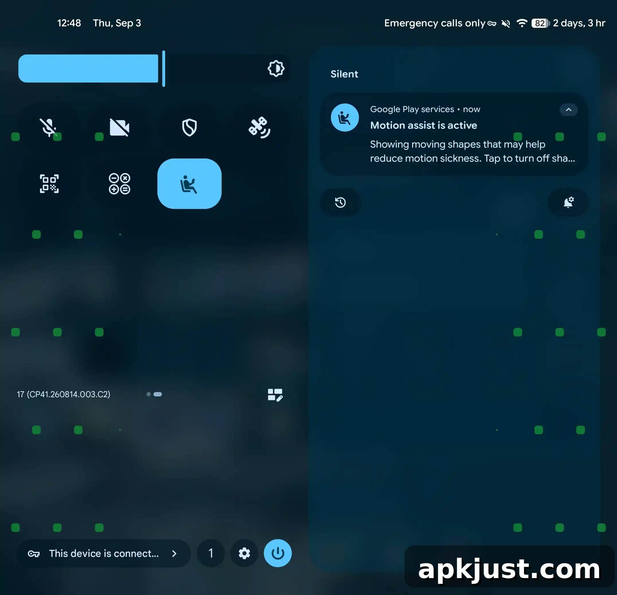 Motion Assist active on device